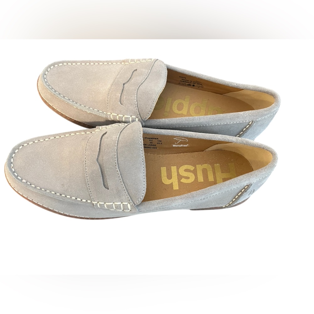 Hush Puppies Gray Suede Penny Loafers Classic Comfort Shoe size 8W